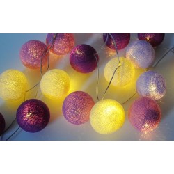 20-er Cottonballs Lichterkette "Lavendel"