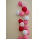 20-er Cottonballs Lichterkette "Mix Pink"
