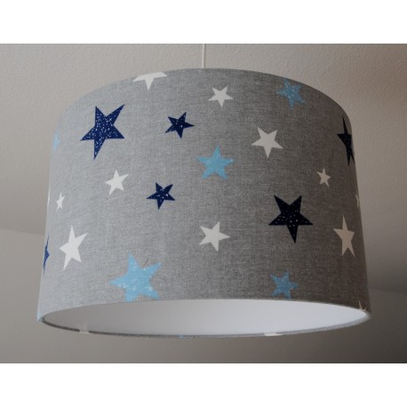 Lampenschirm " Sterne" (Blau-Grau-Weiß)